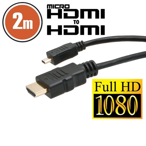 Micro HDMI kábel - 2 m aranyozott csatlakozóval                                                       BX20317