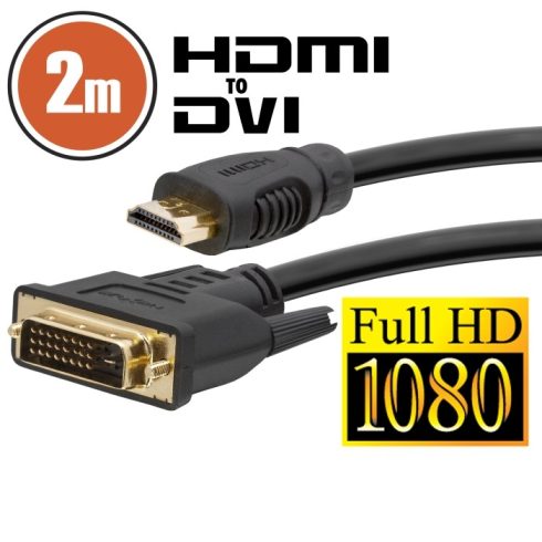 DVI-D / HDMI kábel - 2 m aranyozott csatlakozóval                                                     BX20380