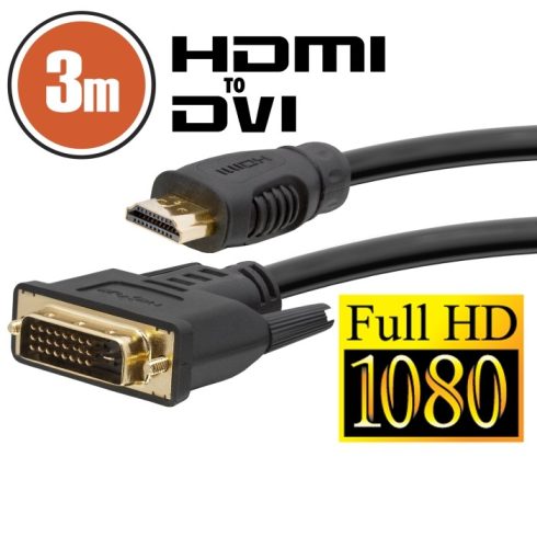 DVI-D / HDMI kábel Ě 3 m aranyozott csatlakozóval                                                     BX20381