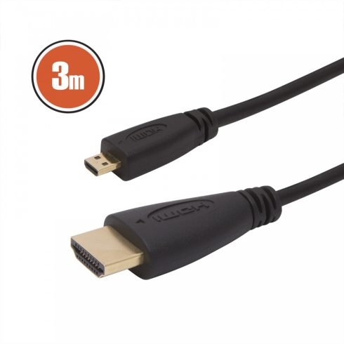 Micro HDMI kábel - 3 m aranyozott csatlakozóval                                                       BX20425