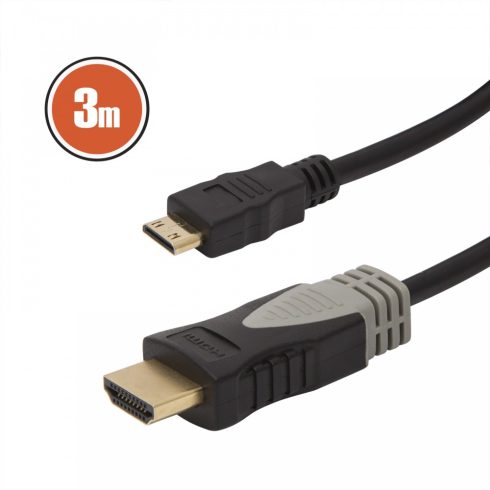Mini HDMI kábel - 3 m aranyozott csatlakozóval                                                        BX20426