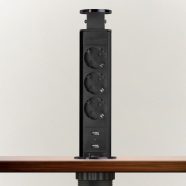   Rejtett elosztó 3-as + 2 USB szálcsiszolt titán fekete                                                BX20430BBU