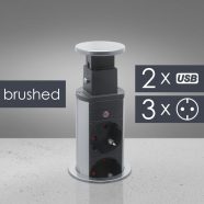   Rejtett elosztó 3-as + 2 USB szálcsiszolt ezüst                                                       BX20430BU
