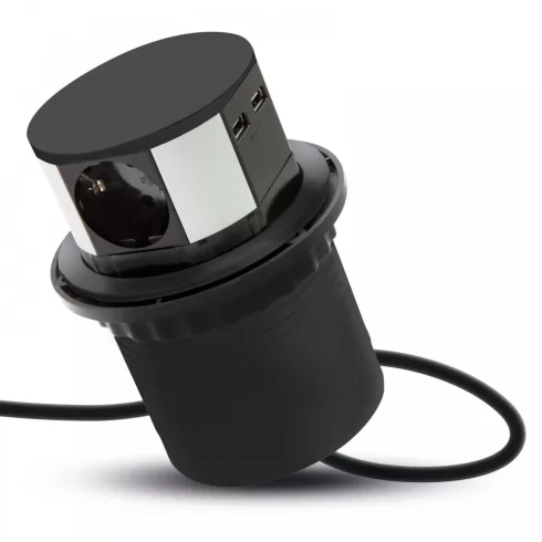 Elosztó - rejtett, 3-as + USB-A + Type-C - fekete                                                     BX20433BK