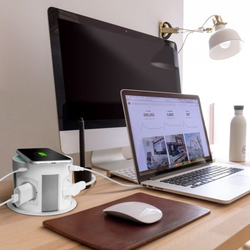 Rejtett elosztó - 4-es + vezeték nélküli töltés + 2xUSB + 2xType-C - fehér                            BX20434WH