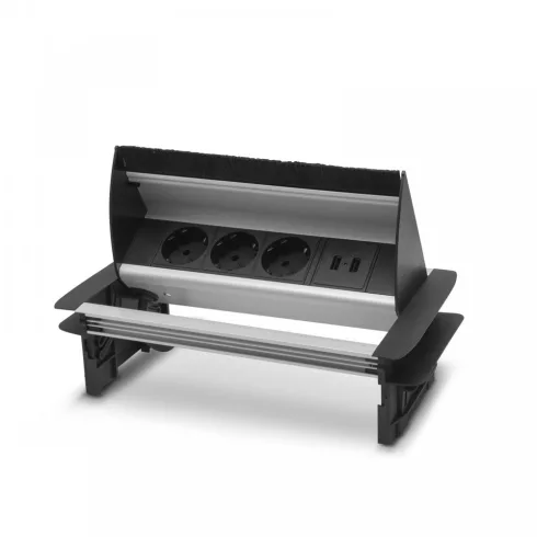 Rejtett elosztó - 3-as felnyíló kivitel 2 x USB, 2,1A ezüst                                           BX20442