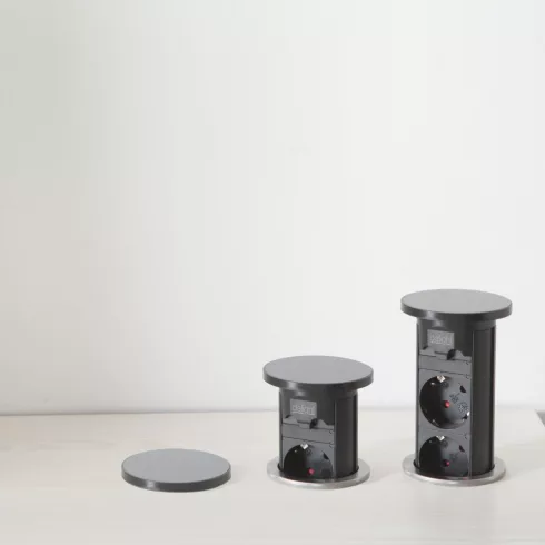 Motoros rejtett elosztó - fekete 3 x 250 V + USB-A, Type-C                                            BX20451B