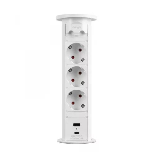Motoros rejtett elosztó - fehér 3 x 250 V + 2 x USB                                                   BX20451W