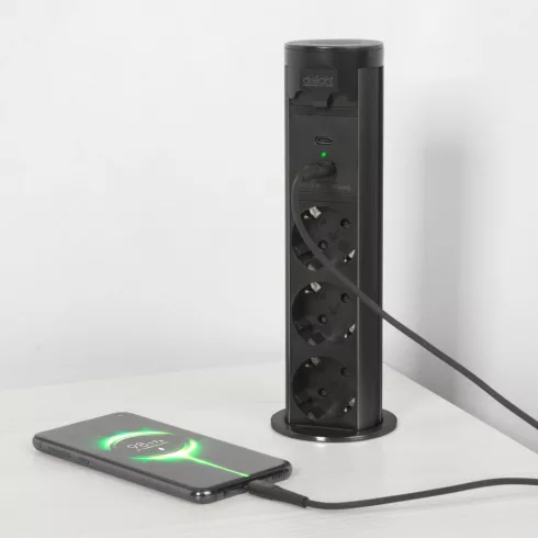 Motoros rejtett elosztó - colTouchcontrolcol - 3-as + USB + Type-C - fekete                           BX20453B