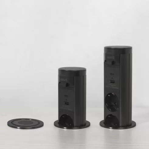 Motoros rejtett elosztó - colTouchcontrolcol - 3-as + USB + Type-C - fekete                           BX20453B