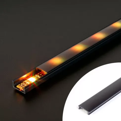 LED aluminium profil takaró búra - fekete - 1000mm (41010/41011hez)                                   BX41010M1-BK