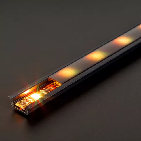 LED aluminium profil sín - 1000 x 23(17) x 8 mm - süllyeszthető U profil - fekete                     BX41011A1-BK