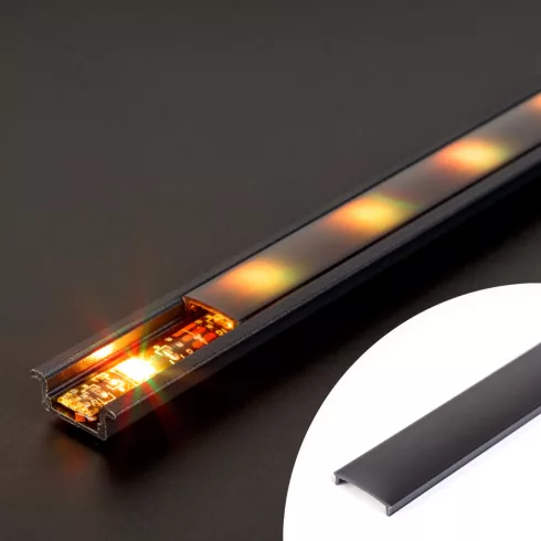 LED aluminium profil takaró búra - fekete - 1000 mm (41011A1-hez)                                     BX41011M1-BK