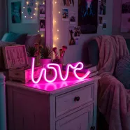   Neon LED lámpa - rózsaszín colLovecol - 3 x AA + USB - 34 x 1.6 x 12,5 cm                             BX43996H