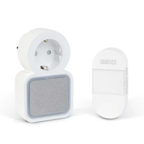 Digitális elem- és vezeték nélküli csengő - Kinetic - 220-240V AC aljzat - fehér - kék LED            BX55338