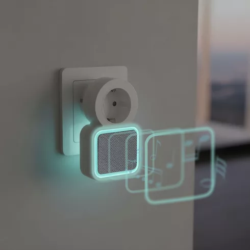 Digitális elem- és vezeték nélküli csengő - Kinetic - 220-240V AC aljzat - fehér - kék LED            BX55338