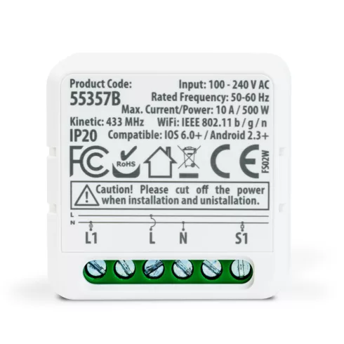 Smart-Kinetic kapcsoló vezérlőegység - 100-240 V AC, max 15A - Amazon Alexa, Google Home              BX55357B