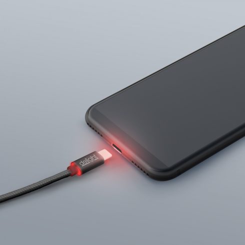 Adatkábel - USB Type-C LED fénnyel fekete - 1 m                                                       BX55442C-BK