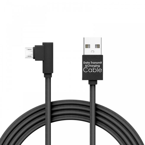 Adatkábel - MicroUSB Gamer 90°-os kialakítás fekete - 2 m - 2 A                                       BX55444M-BK