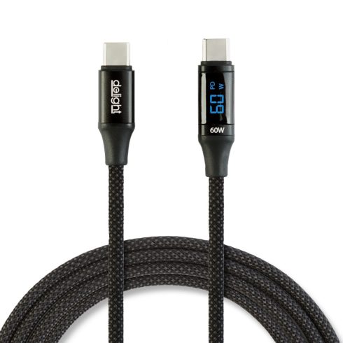 Adatkábel - Type-C / Type-C - teljesítmény kijelzéssel - fekete - 1 m - 3 A - 60W                     BX55552BK-1