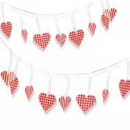   Girland - papír - piros kockás szívek - 2 m                                                           BX56096