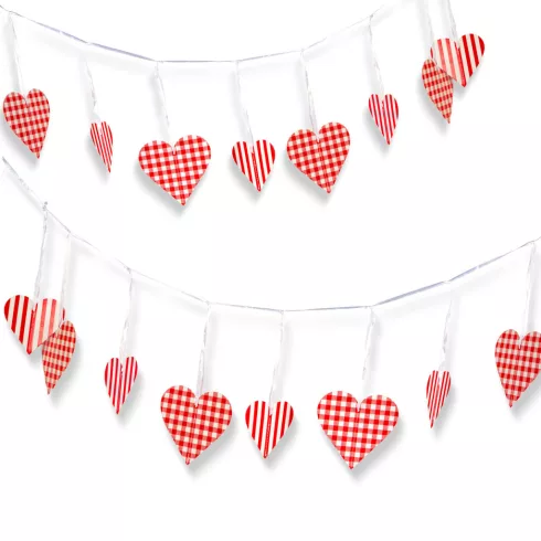 Girland - papír - piros kockás szívek - 2 m                                                           BX56096