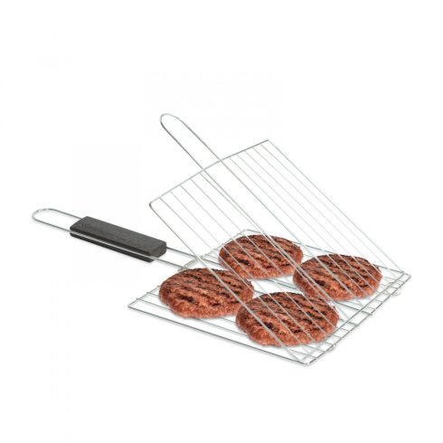 Grill hamburger sütő rács - króm bevonattal, fa nyéllel - 38 x 22 cm                                  BX56300D