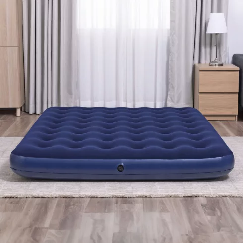 Felfújható matrac - kétszemélyes, velúr - kék - 203 x 152 x 22 cm                                     BX56435