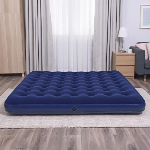 Felfújható matrac - kétszemélyes, velúr - kék - 203 x 183 x 22 cm                                     BX56436