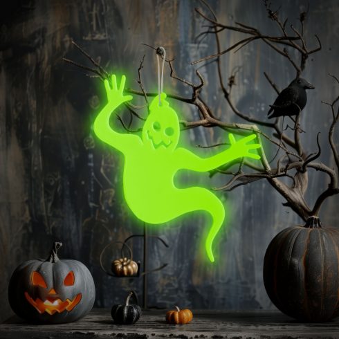 Halloween-i foszforeszkáló dekoráció - szellem - 15 x 12 cm                                           BX56544B