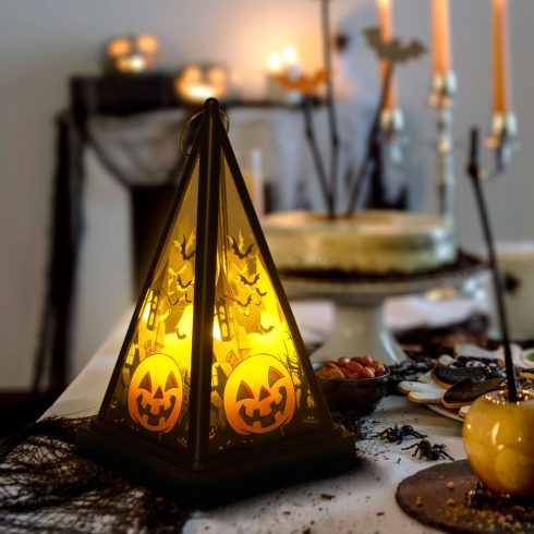 Halloween-i LED lámpás - tök - melegfehér - fekete - 9,5 x 9,5 x 17 cm - 2 x AAA                      BX56549A