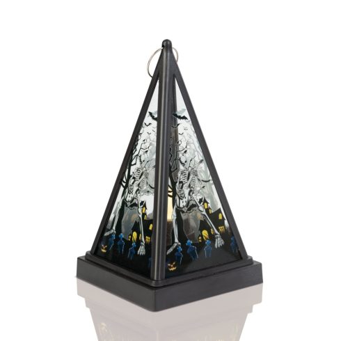 Halloween-i LED lámpás - csontváz - melegfehér - fekete - 9,5 x 9,5 x 17 cm - 2 x AAA                 BX56549B