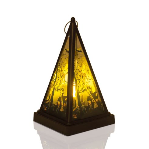 Halloween-i LED lámpás - csontváz - melegfehér - fekete - 9,5 x 9,5 x 17 cm - 2 x AAA                 BX56549B