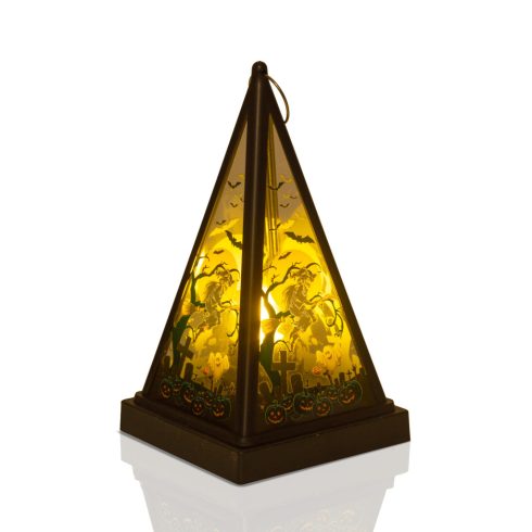 Halloween-i LED lámpás - boszorkány - melegfehér - fekete - 9,5 x 9,5 x 17 cm - 2 x AAA               BX56549C