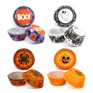   Halloween-i dekoráció - muffin papír szett - 50 db - 4 féle - 7 x 5 x 3,2 cm                          BX56579