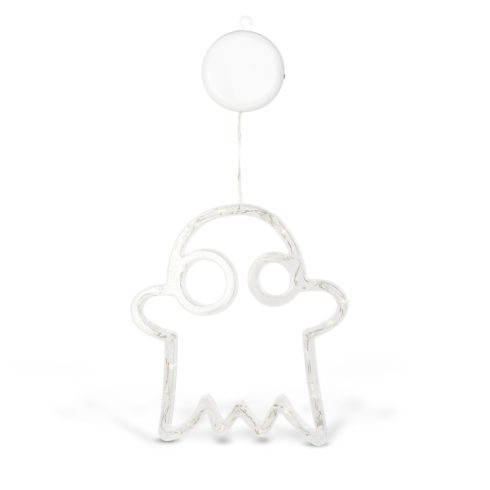 Halloween-i világító dekoráció - szellem - tapadókorongos - 12 LED - 20 x 18,5 cm - 3 x AAA           BX56588A