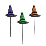   Halloween-i dekoráció szett - boszorkánykalap - leszúrható - 20 x 7 cm - 3 db / csomag                BX56593