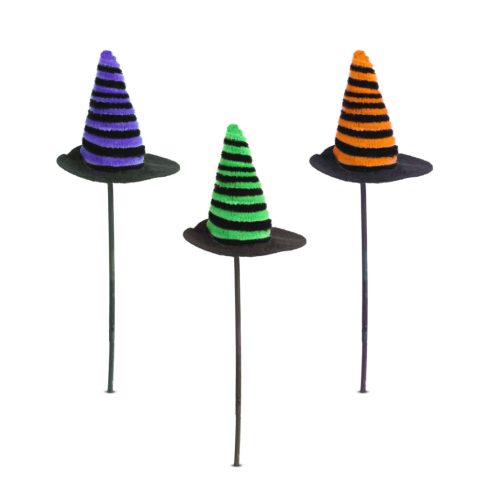 Halloween-i dekoráció szett - boszorkánykalap - leszúrható - 20 x 7 cm - 3 db / csomag                BX56593