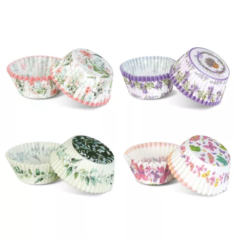 Muffin papír szett - tavaszi 100 db (25 x 4 szín) - 7 x 5 x 3,2 cm                                    BX57169A