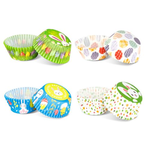 Muffin papír szett - húsvéti 100 db (25 x 4 szín) - 7 x 5 x 3,2 cm                                    BX57170A