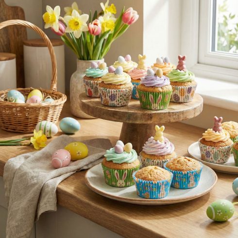 Muffin papír szett - húsvéti 100 db (25 x 4 szín) - 7 x 5 x 3,2 cm                                    BX57170A