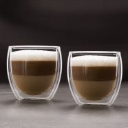   Duplafalú cappuccino üveg csésze - 250 ml - 2 db / csomag                                             BX57176J