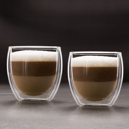 Duplafalú cappuccino üveg csésze - 250 ml - 2 db / csomag                                             BX57176J
