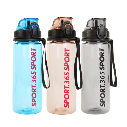 Sport kulacs - műanyag, átlátszó - 600 ml - 3 színben                                                 BX57211