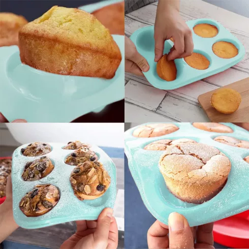 Szilikon muffinsütő-forma - 6 adagos 5 / 7 cm átmérő kék                                              BX57280BL