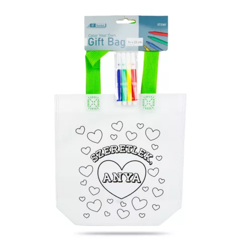 Színezhető ajándéktáska - 4 filccel - 24 x 22 cm - 2 féle                                             BX57318F