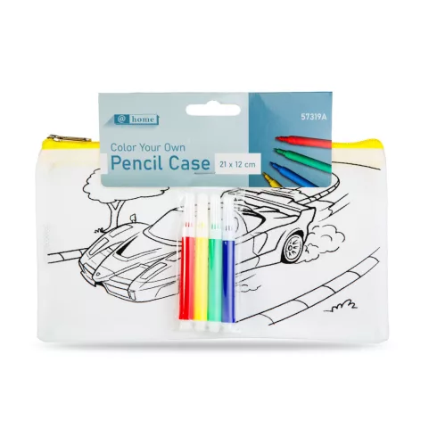 Színezhető tolltartó - 4 filccel - 21 x 12 cm - 3 féle                                                BX57319A