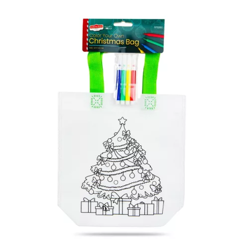 Színezhető táska - karácsonyi - 4 filccel - 24 x 22 cm - 6 féle                                       BX57320C
