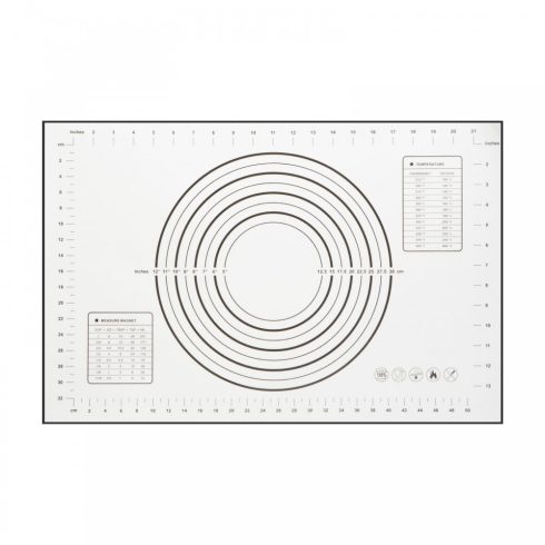 Szilikon nyújtólap - mérettáblázattal - 60 x 40 cm                                                    BX57520