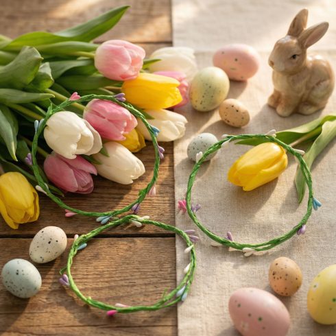 Húsvéti színes koszorú - 65 cm - 4 db / csomag                                                        BX57947